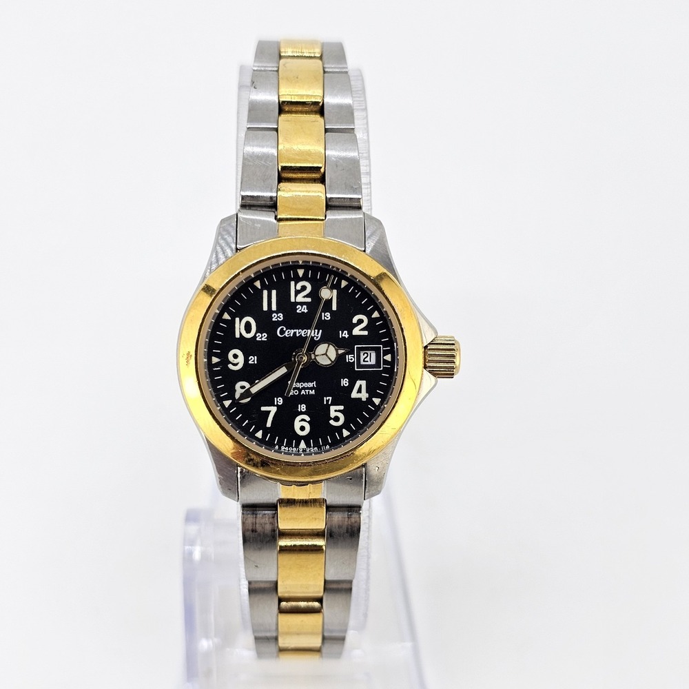Cerveny Seapearl Women Military Watch 25MM Black Dial Date 6.75" NEWBattery